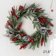 Artificial Pine Cone Berry Christmas Wreath Ornaments, Bulk Set for Front Door Holiday Decoration