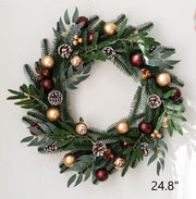 Artificial Pine Cone Berry Christmas Wreath Ornaments, Bulk Set for Front Door Holiday Decoration
