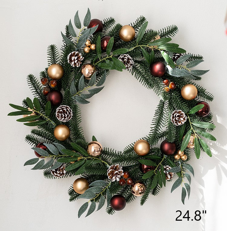 Artificial Pine Cone Berry Christmas Wreath Ornaments, Bulk Set for Front Door Holiday Decoration