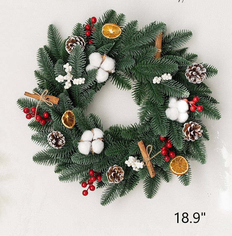 Artificial Pine Cone Berry Christmas Wreath Ornaments, Bulk Set for Front Door Holiday Decoration