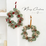 Artificial Pine Cone Berry Candle Holder Rings 6 Pcs Tabletop Christmas Wreath Centerpiece Decor