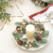 Artificial Pine Cone Berry Candle Holder Rings 6 Pcs Tabletop Christmas Wreath Centerpiece Decor