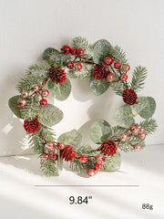 Artificial Pine Cone Berry Candle Holder Rings 6 Pcs Tabletop Christmas Wreath Centerpiece Decor