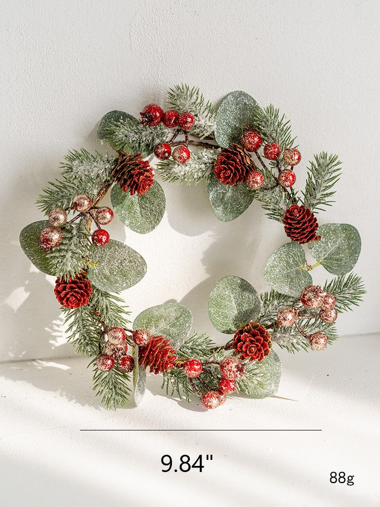 Artificial Pine Cone Berry Candle Holder Rings 6 Pcs Tabletop Christmas Wreath Centerpiece Decor