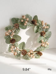 Artificial Pine Cone Berry Candle Holder Rings 6 Pcs Tabletop Christmas Wreath Centerpiece Decor