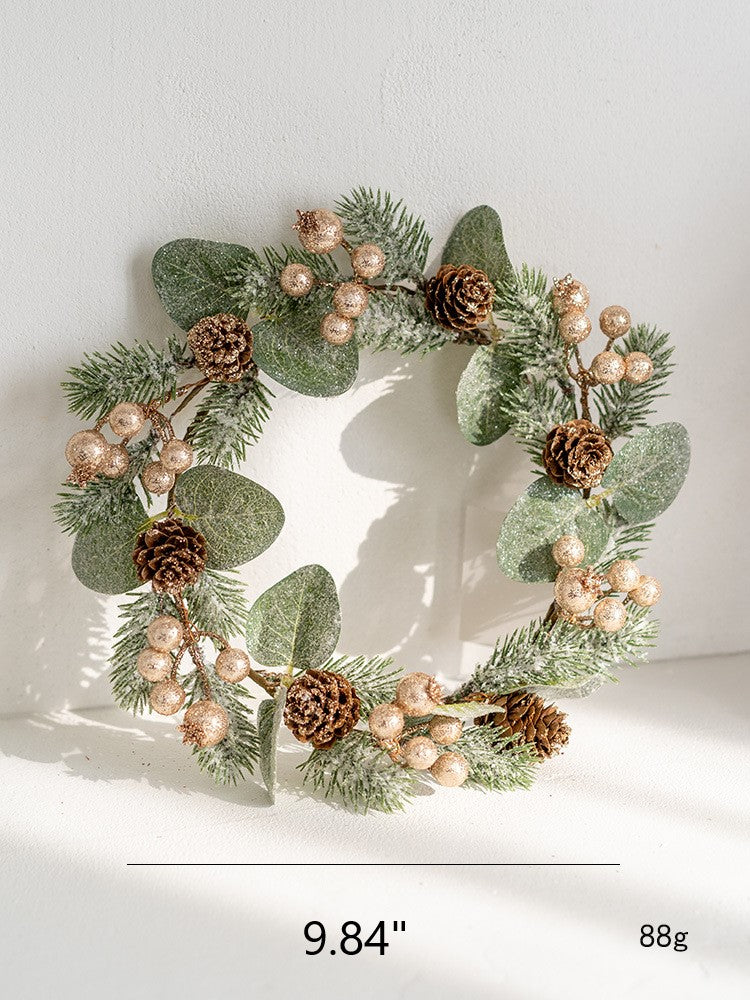 Artificial Pine Cone Berry Candle Holder Rings 6 Pcs Tabletop Christmas Wreath Centerpiece Decor