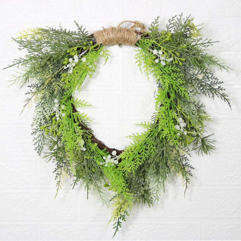 Artificial Pine Needle Greenery Wreaths 12 Inch Green Christmas Wreaths for Front Door Wall Hanging Home Decor Bulk Pack