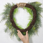 Artificial Pine Needle Greenery Wreaths 12 Inch Green Christmas Wreaths for Front Door Wall Hanging Home Decor Bulk Pack