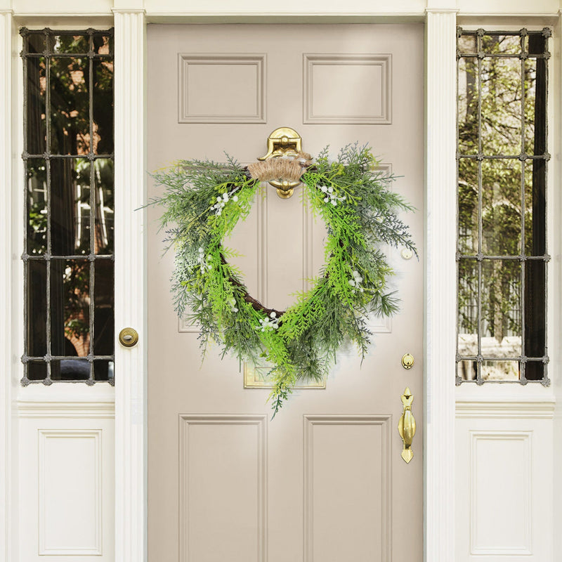 Artificial Pine Needle Greenery Wreaths 12 Inch Green Christmas Wreaths for Front Door Wall Hanging Home Decor Bulk Pack