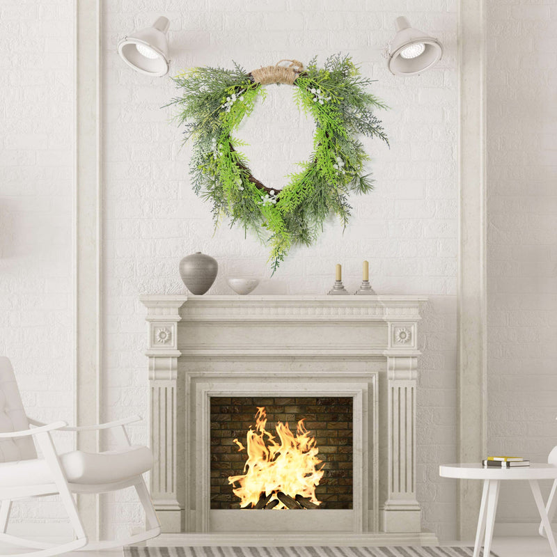 Artificial Pine Needle Greenery Wreaths 12 Inch Green Christmas Wreaths for Front Door Wall Hanging Home Decor Bulk Pack