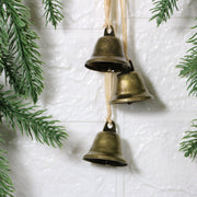 Artificial Pine Needle Wreath with Bells 12 Inch Greenery Christmas Ornament for Front Door Wall Hanging Bulk Set