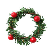Artificial Pine Needle Napkin Rings with 4 Berries, Bulk Set, Natural Green, Durable Artificial Material