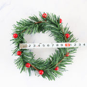 Artificial Pine Tabletop Candlestick Wreath with 10 Red Berries Candle Holder Rings Mini Christmas Centerpiece