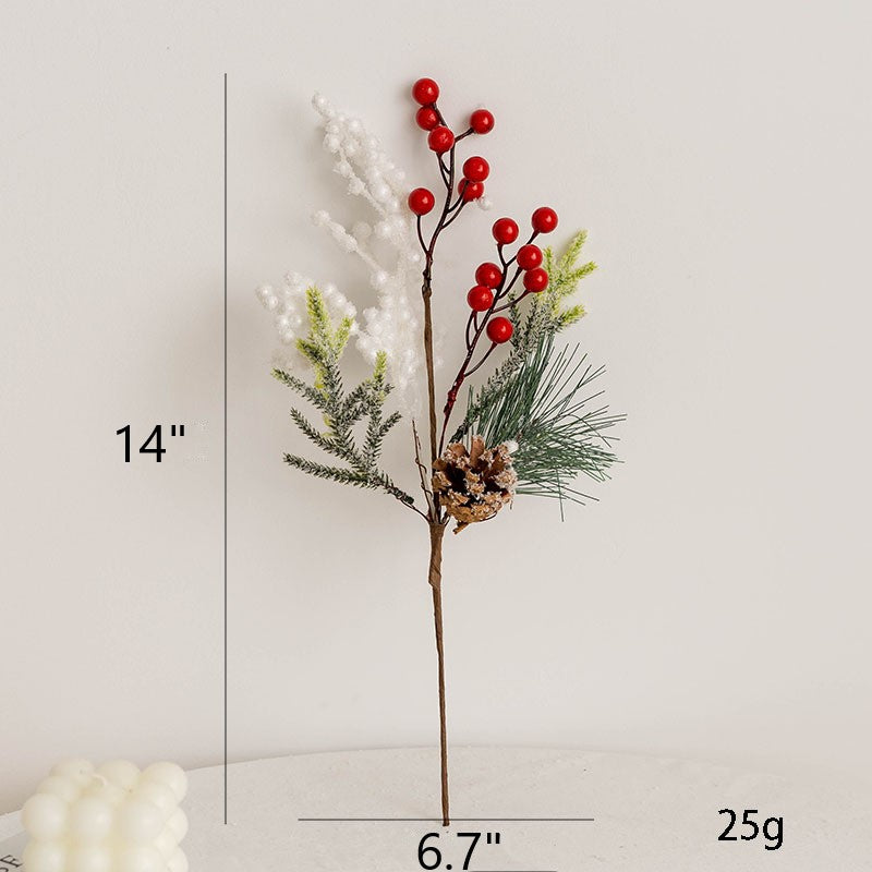 Artificial Pinecone Holly Berry Christmas Picks 12 Inch 10 Pcs Bulk Floral Arrangement Swags