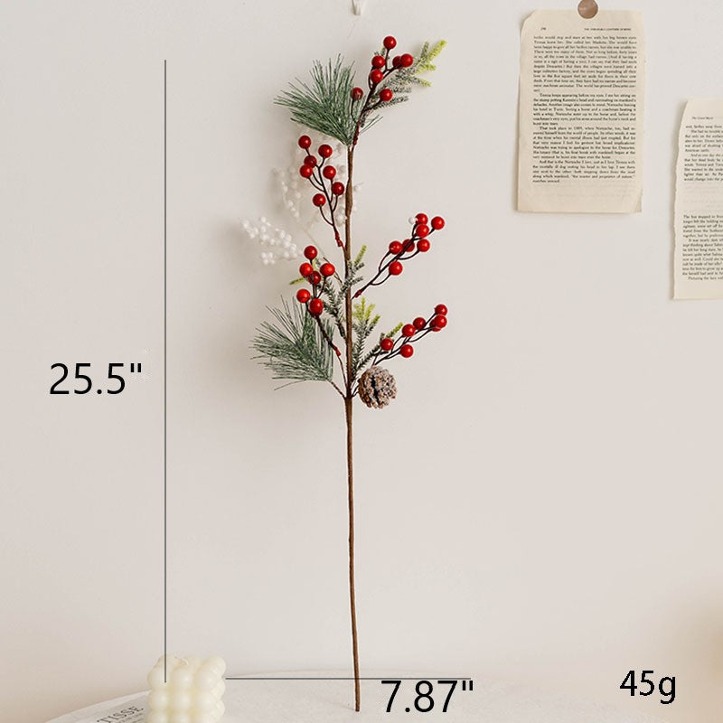 Artificial Pinecone Holly Berry Christmas Picks 12 Inch 10 Pcs Bulk Floral Arrangement Swags