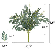 Artificial Willow Leaves Branches Bulk Pack, 12 Inch, Green Silk Foliage, 10 Pcs