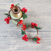 Artificial Red Berry Napkin Rings 12 Pcs Christmas Decor Holiday Table Accent