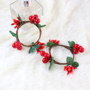 Artificial Red Berry Napkin Rings 12 Pcs Christmas Decor Holiday Table Accent