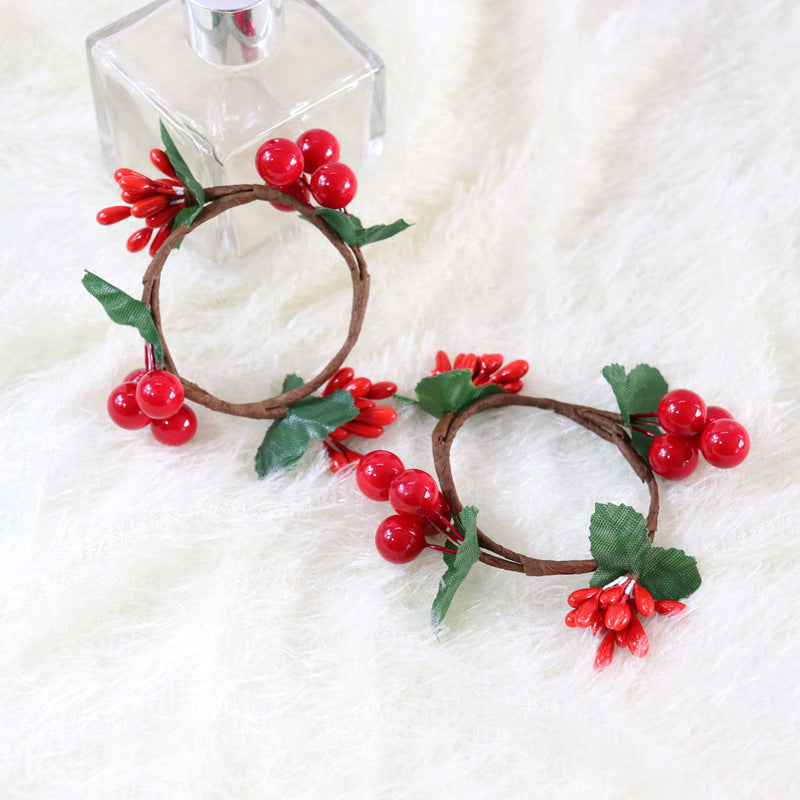 Artificial Red Berry Napkin Rings 12 Pcs Christmas Decor Holiday Table Accent