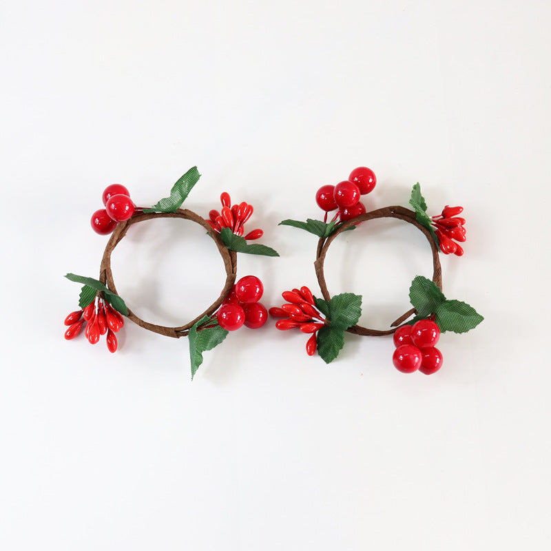 Artificial Red Berry Napkin Rings 12 Pcs Christmas Decor Holiday Table Accent