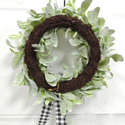 Artificial Rose and Flocked Lamb's Ear Wreaths, Silk, 12 Inch, Bulk Set for Front Door Farmhouse Wall Hanging Home Decor