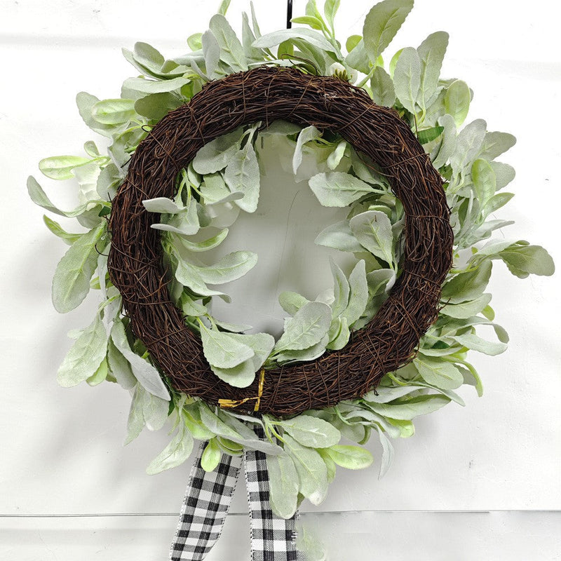 Artificial Rose and Flocked Lamb's Ear Wreaths, Silk, 12 Inch, Bulk Set for Front Door Farmhouse Wall Hanging Home Decor