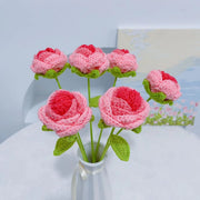 Artificial Rose Stems 10 Pcs 12 Inch Bulk Handmade Silk Flowers for Knitting Crochet Gifts
