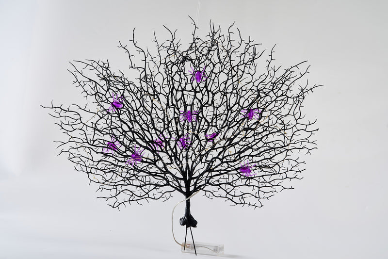 Artificial Halloween Tree Branches with Spider LED Lights, Antler Coral Twigs, Bulk Wholesale Set