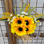 Artificial Sunflower Door Hanger Wreath Basket 12 Inch Summer Decor for Front Door Porch Farmhouse