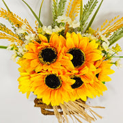 Artificial Sunflower Door Hanger Wreath Basket 12 Inch Summer Decor for Front Door Porch Farmhouse