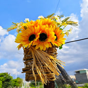 Artificial Sunflower Door Hanger Wreath Basket 12 Inch Summer Decor for Front Door Porch Farmhouse