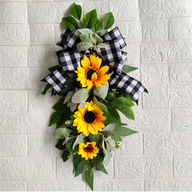 Artificial Sunflower Wall Swags Bulk 10 Pcs Teardrop Spring Summer Wreaths Silk Flowers