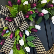 Artificial Tulip Wreaths 12 Inch Natural Rattan Front Door Wall Hanging Home Decor Bulk