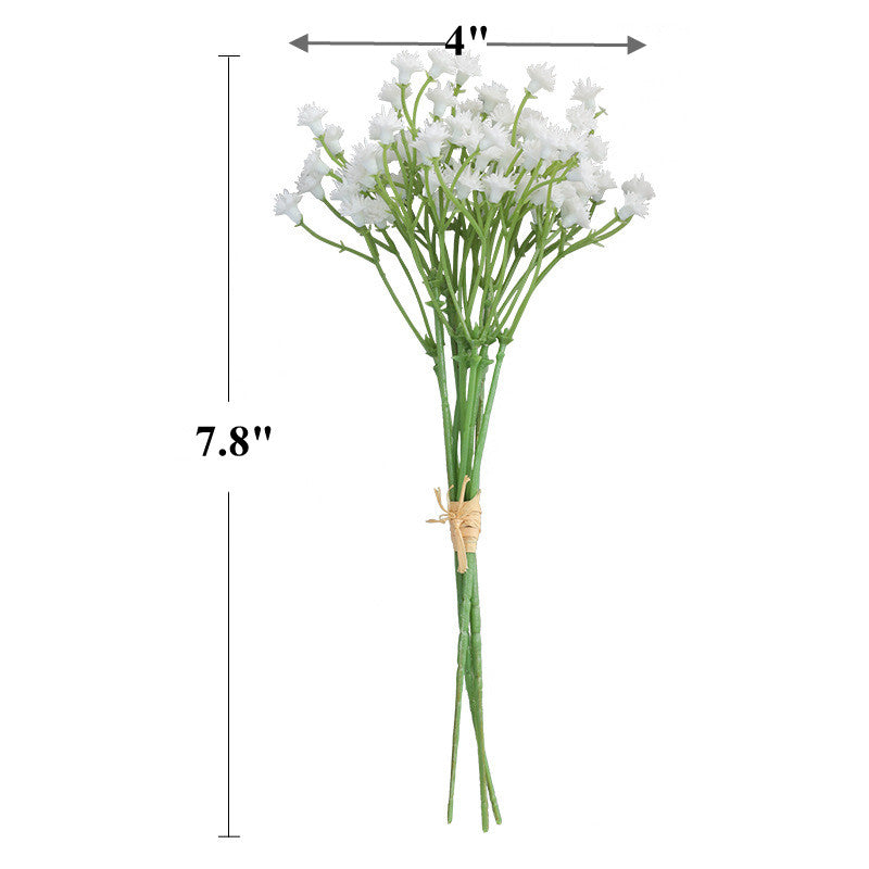 7.8 Inch White Artificial Baby's Breath Gypsophila Spray Stems, 10 Pcs Bundle for DIY Boutonnieres