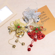 Bell Pendant Hanging Ornaments with Red Fruit Bow, 10 Pcs Holiday Outdoor Home Decor, Artificial