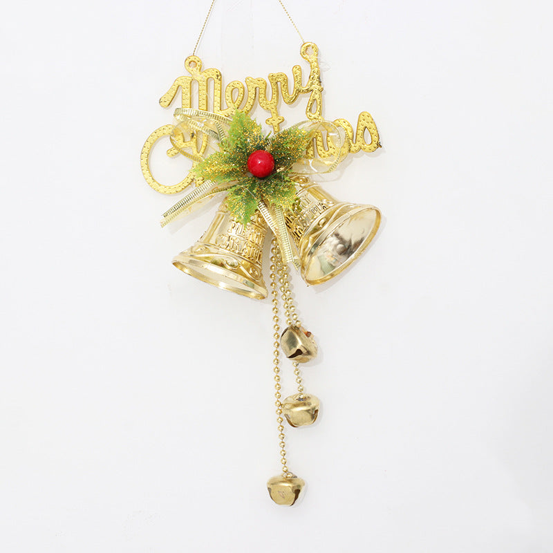 Bell Pendant Hanging Ornaments with Red Fruit Bow, 10 Pcs Holiday Outdoor Home Decor, Artificial