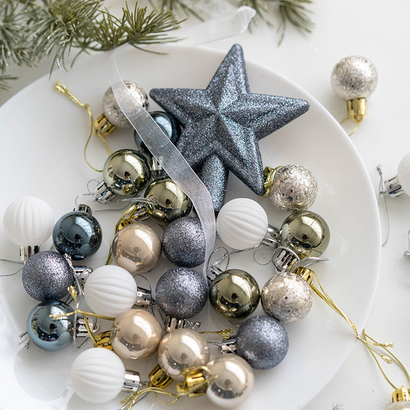 Blue Glitter Christmas Ball Ornaments Set, 12 Pcs Hanging Decorations for Tree, Holiday Home Decor