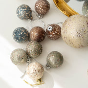 Blue Glitter Christmas Ball Ornaments Set, 12 Pcs Hanging Decorations for Tree, Holiday Home Decor