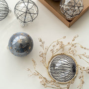 Blue Glitter Christmas Ball Ornaments Set, 12 Pcs Hanging Decorations for Tree, Holiday Home Decor