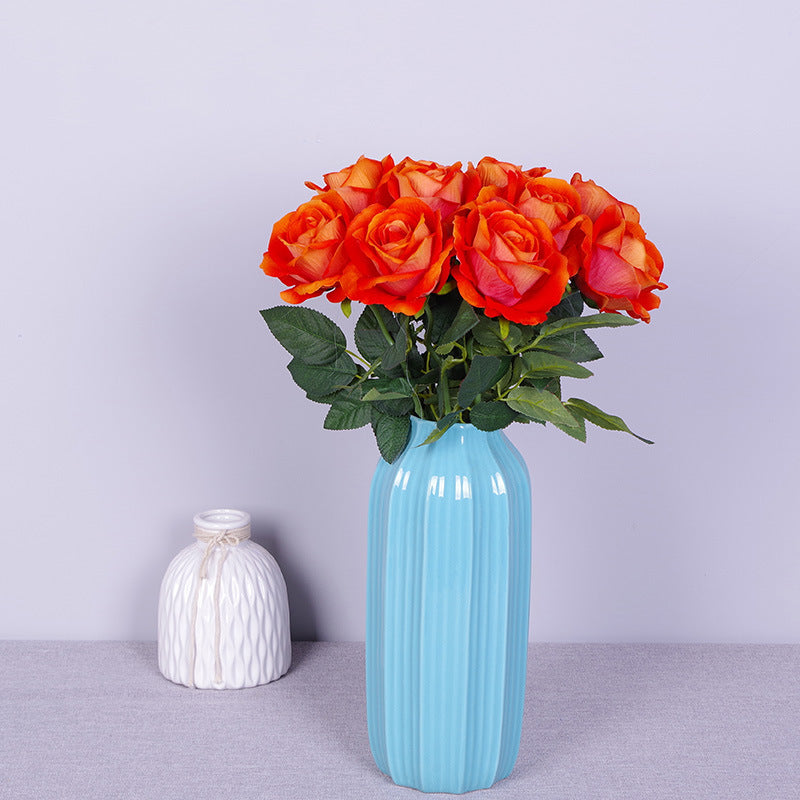 10 Pcs Artificial Silk Roses Bouquet, Bionic Flannel, for Floral Arrangement & Decor