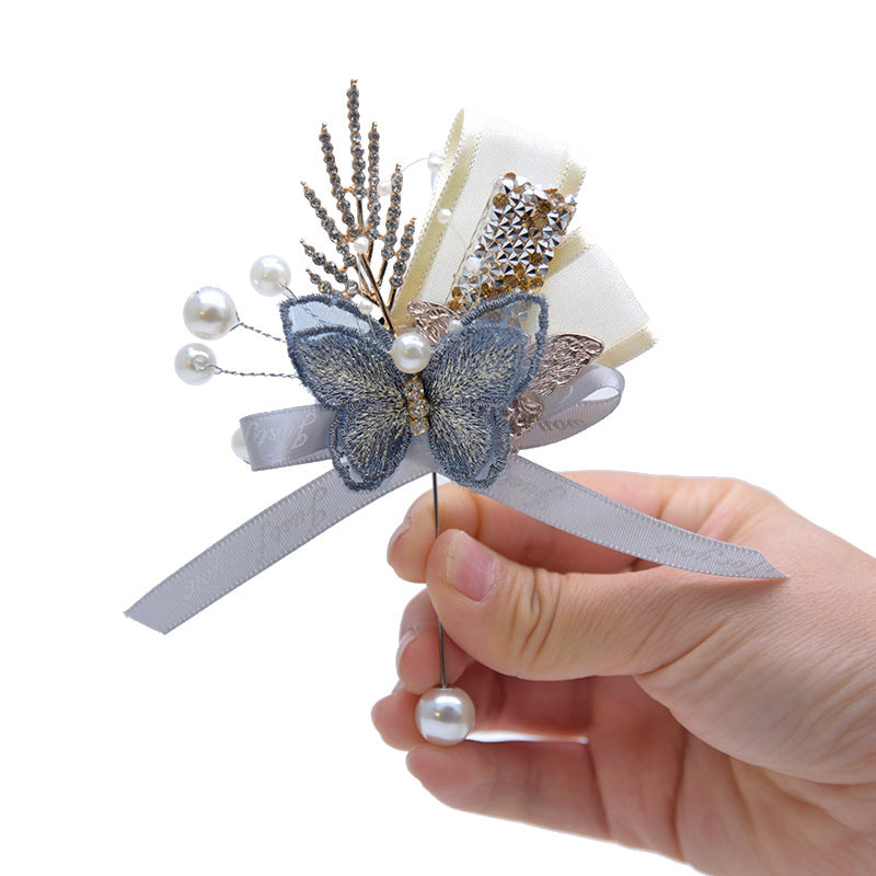 Butterfly Boutonnieres for Men 12 Pcs Artificial Silk Wedding Groom Accessories