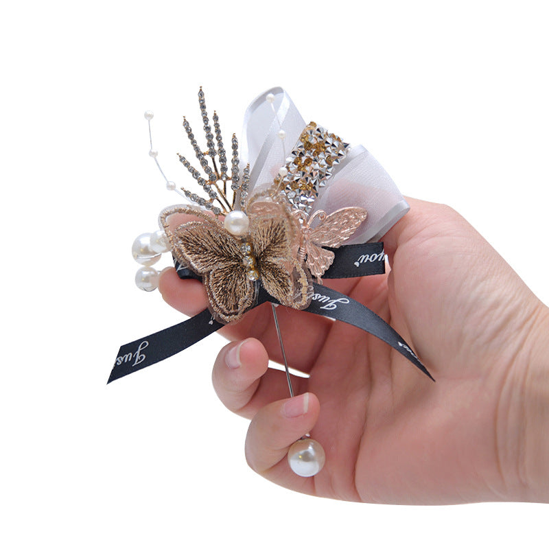Butterfly Boutonnieres for Men 12 Pcs Artificial Silk Wedding Groom Accessories