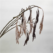 24 Inch Artificial Carob Bean Stems with Lifelike Fruit, 1 Stem, Silk Material