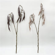 24 Inch Artificial Carob Bean Stems with Lifelike Fruit, 1 Stem, Silk Material