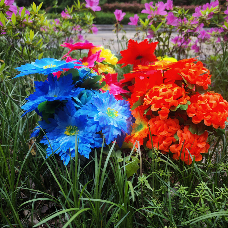 Artificial Christmas Cemetery Flowers Mixed Colors Bulk 12 Inch Stems for Graves Memorial Arrangements