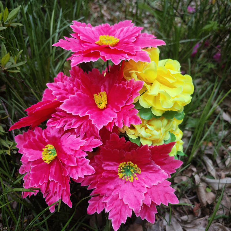Artificial Christmas Cemetery Flowers Mixed Colors Bulk 12 Inch Stems for Graves Memorial Arrangements