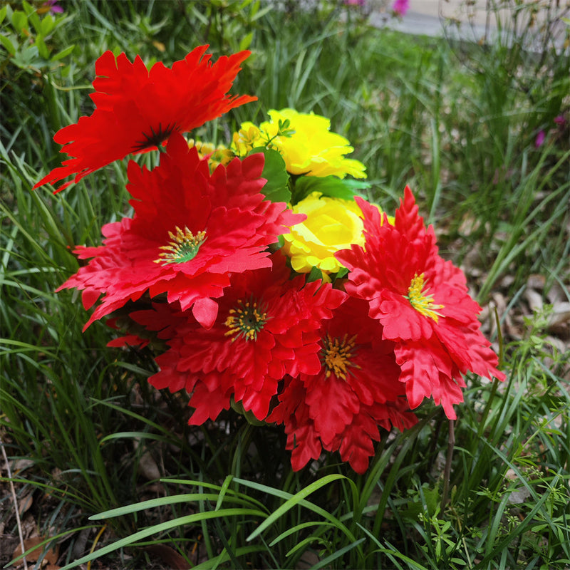 Artificial Christmas Cemetery Flowers Mixed Colors Bulk 12 Inch Stems for Graves Memorial Arrangements