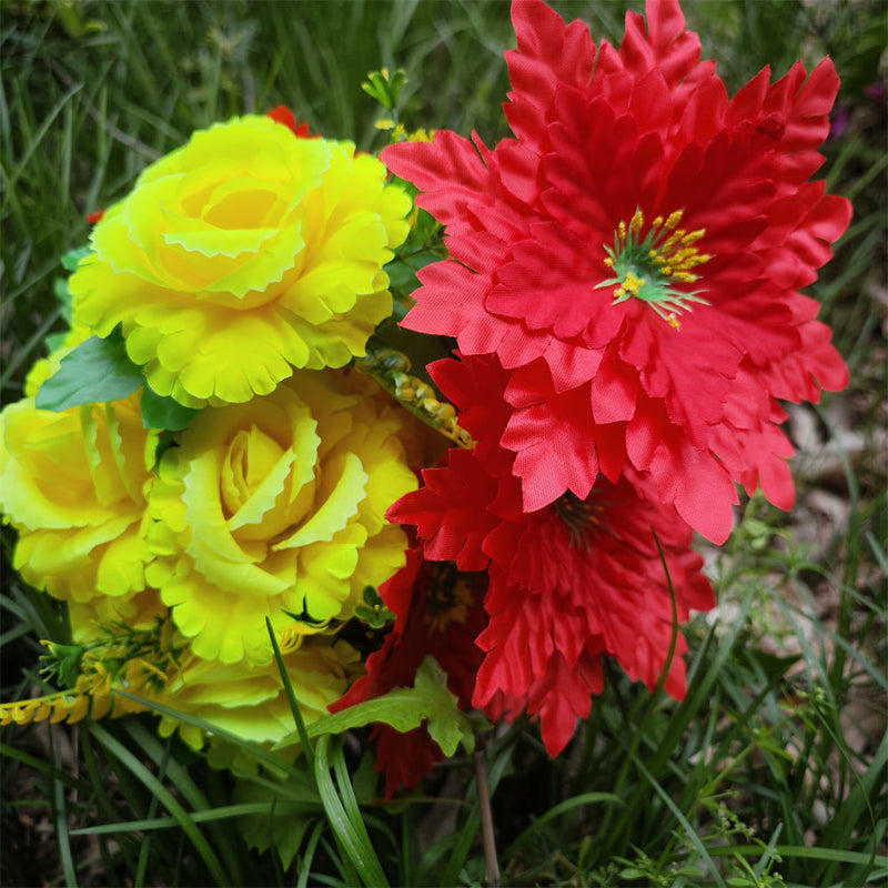 Artificial Christmas Cemetery Flowers Mixed Colors Bulk 12 Inch Stems for Graves Memorial Arrangements