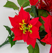 12 Inch Silk Poinsettia Bush 12 Stems with Detachable Flower Heads Bulk Christmas Artificial Floral
