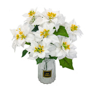 12 Inch Silk Poinsettia Bush 12 Stems with Detachable Flower Heads Bulk Christmas Artificial Floral